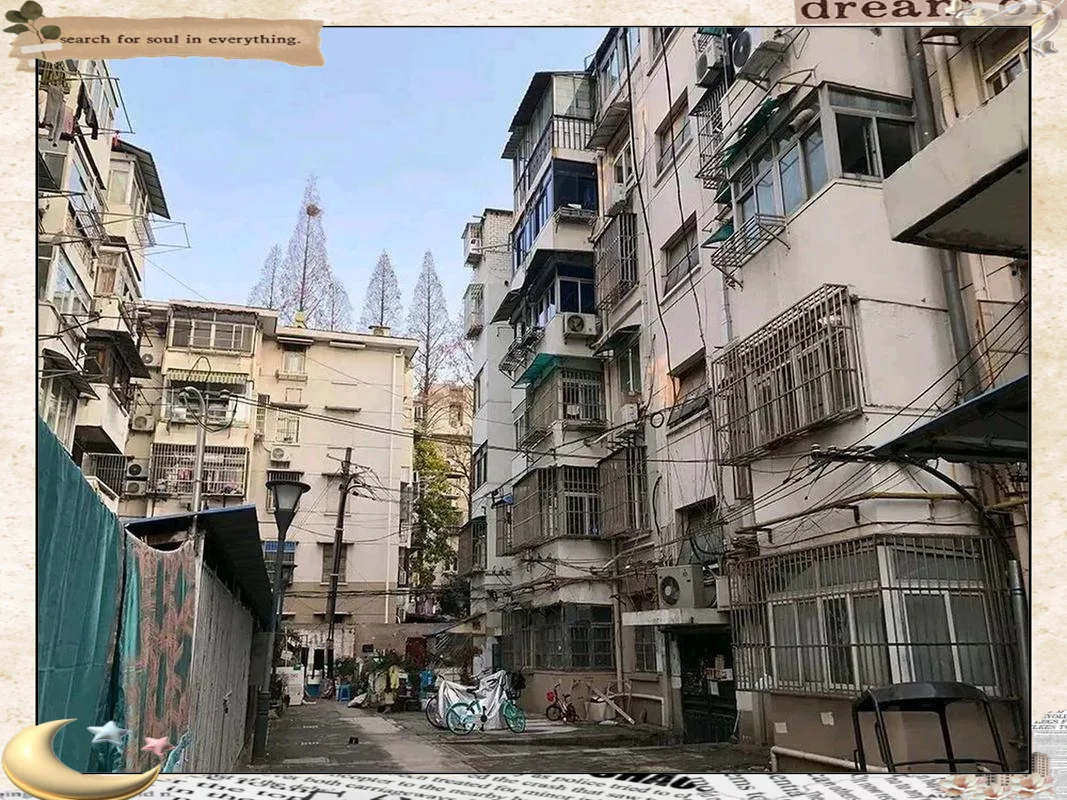 An older residential building in a central Wuhan district with a sign indicating school district enrollment information, showing the contrast between physical housing quality and its astronomical price driven by school access