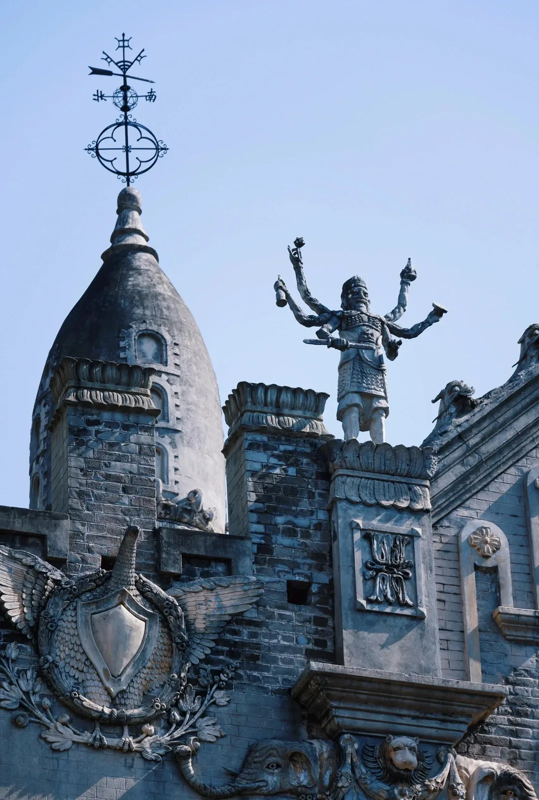 Gude Temple exterior or interior: showing the unique mixed architectural style (Buddhist structure with Western and Southeast Asian influences) that makes it Wuhan's most visually unusual temple